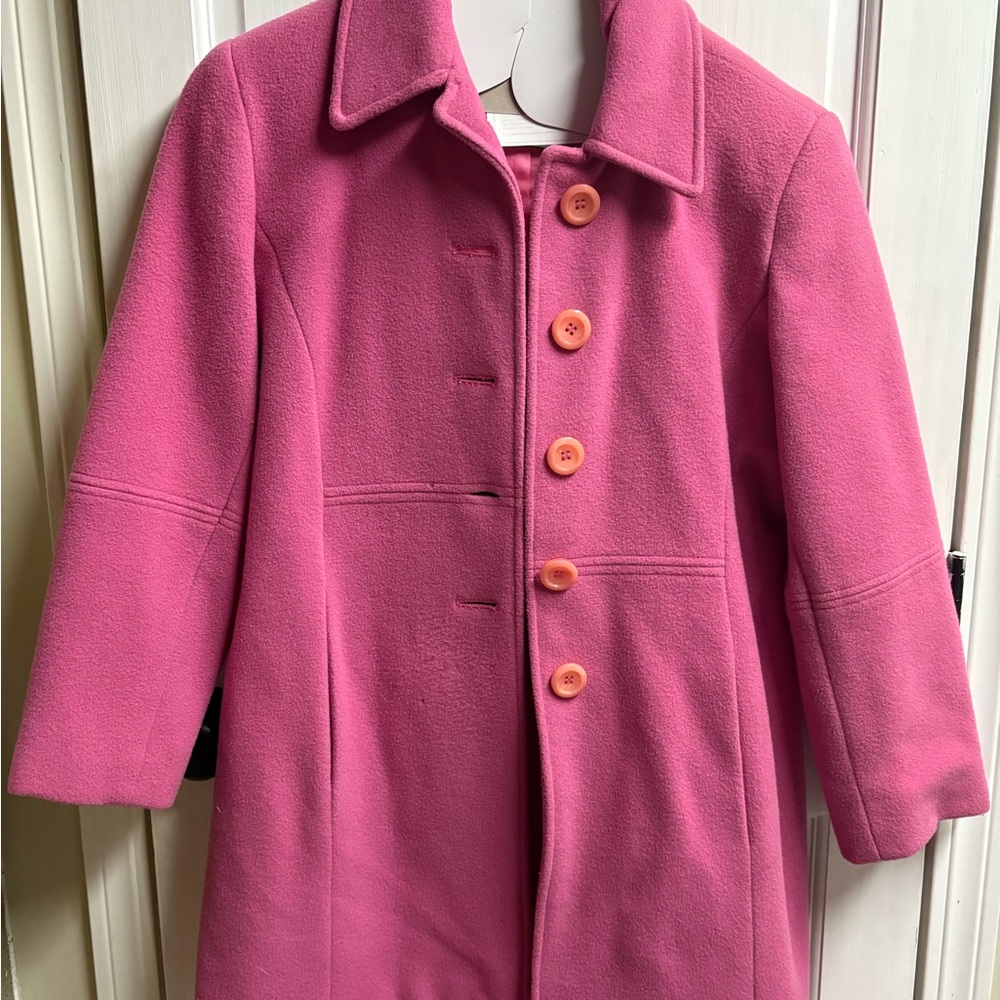 Liz Claiborne Pink Pea Coat with Orange Buttons